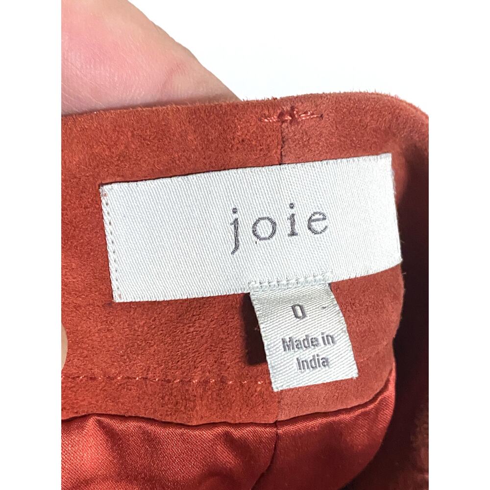 Joie Button Front Mini A Line Skirt Neida Lamb Leather Suede Belted Womens 0 - Picture 6 of 7